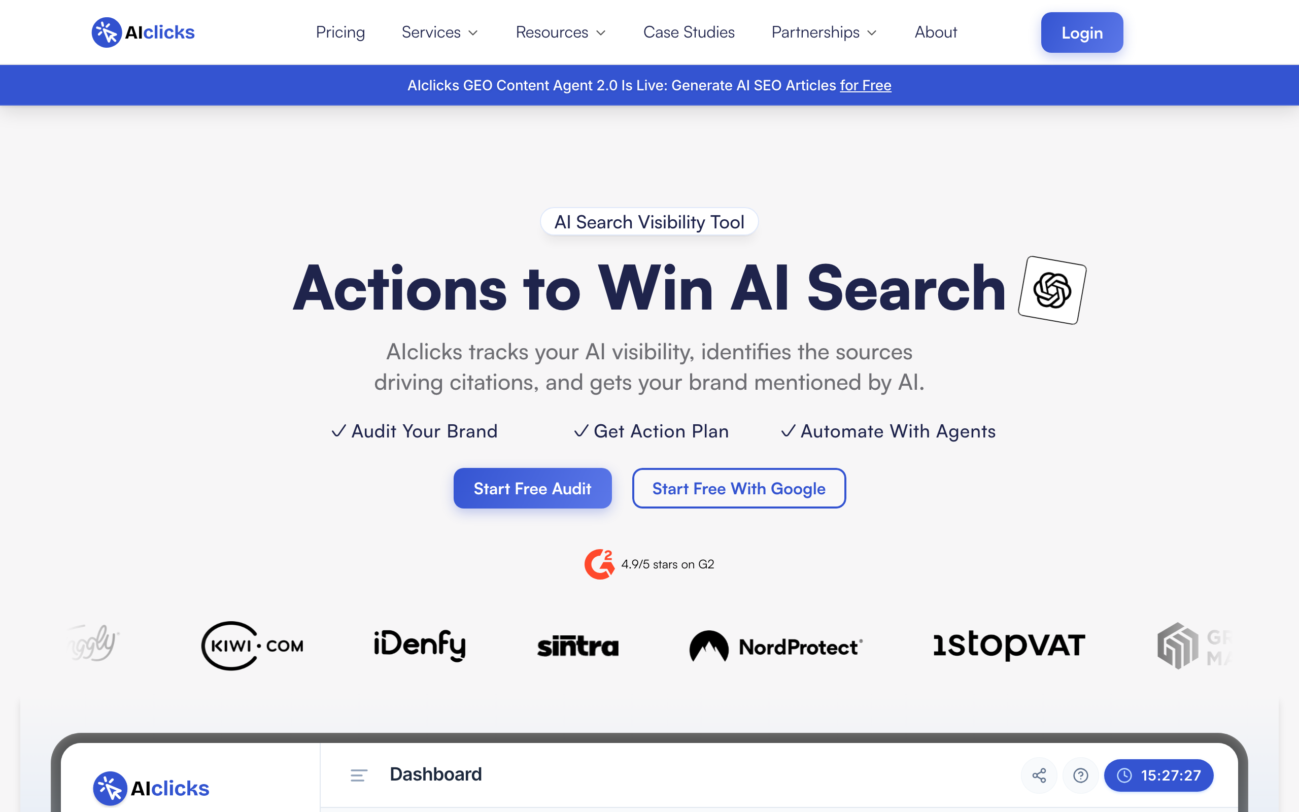 AIclicks homepage