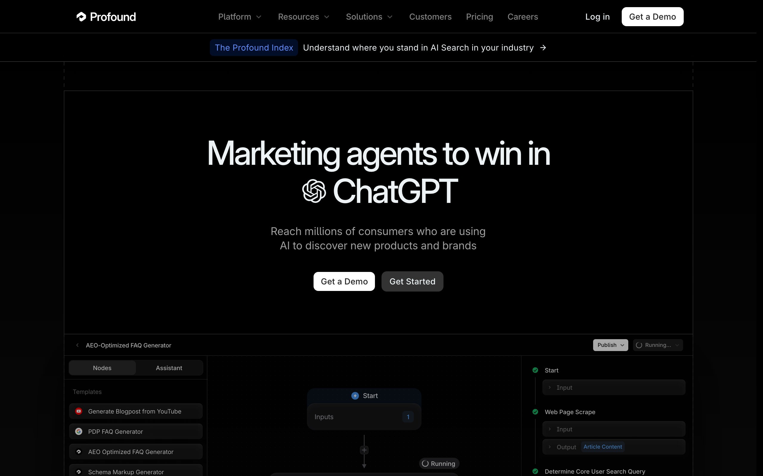 Profound homepage