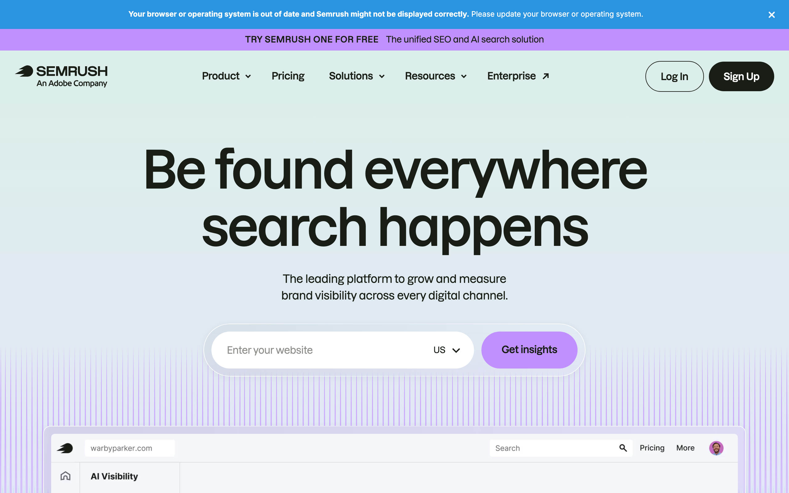 Semrush homepage